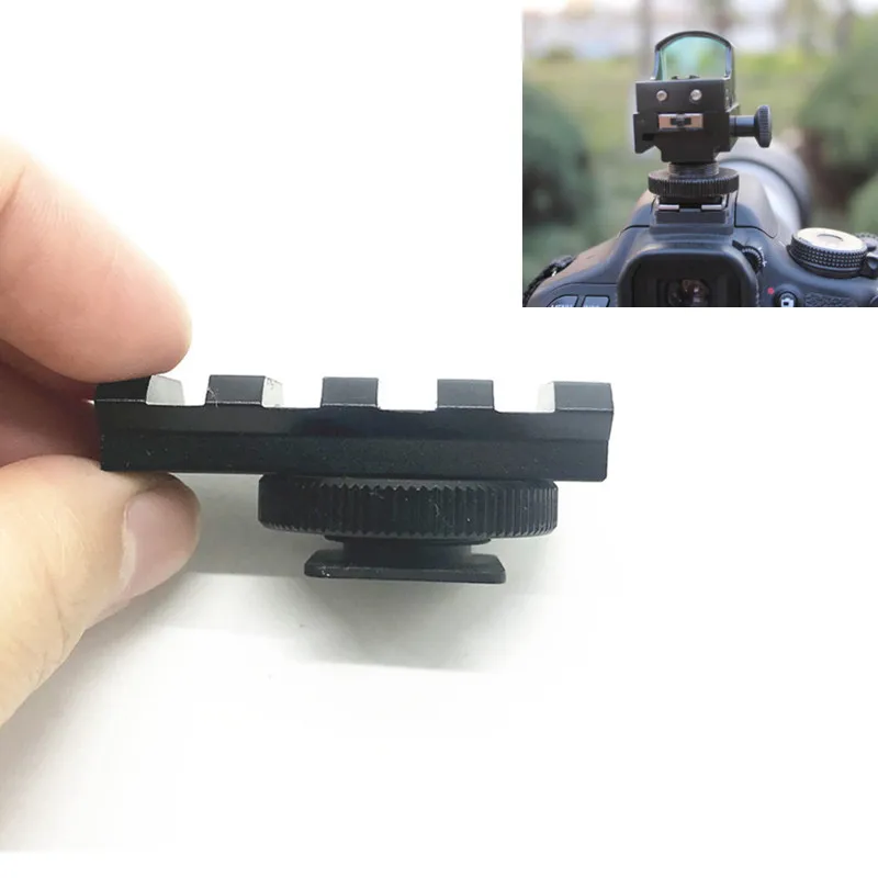 Aluminum DSLR Camera Flash Hot Shoe 20mm Rail Picatinny Mount Adapter for Red Dot View Finder & Optics Scope Sight
Aluminum DSLR Camera Flash Hot Shoe 20mm Rail Picatinny Mount Adapter for Red Dot View Finder & Optics Scope Sight