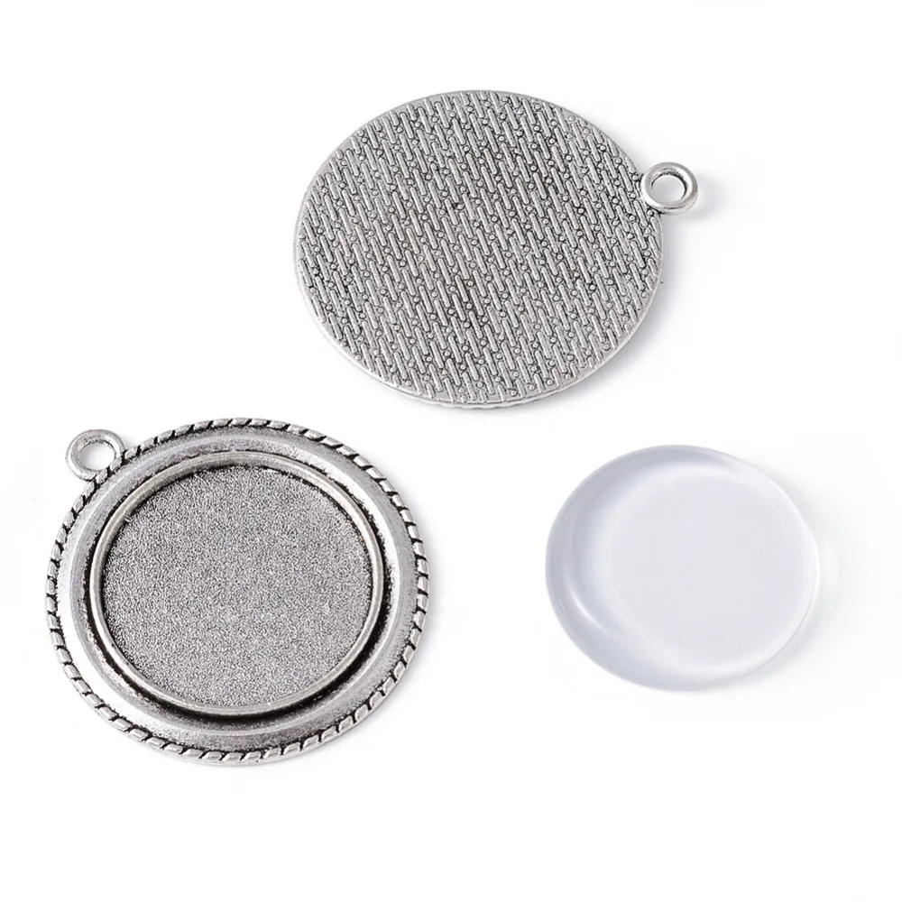 25mm Dome Transparent Glass Cabochons and Alloy Pendant Cabochon Settings for Jewelry Making DIY Pendant: 40x35mm, Hole: 2mm
25mm Dome Transparent Glass Cabochons and Alloy Pendant Cabochon Settings for Jewelry Making DIY Pendant: 40x35mm, Hole: 2mm