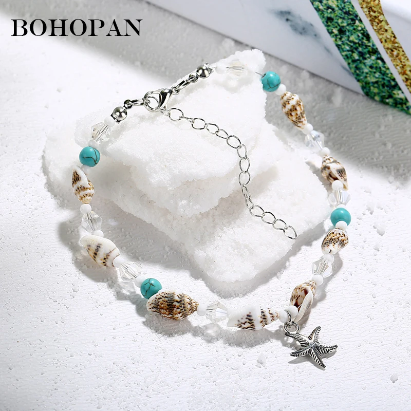 

Retro Anklet For Women Bohemia Bracelets Foot Jewelry Girls Ankle Charm Starfish Beads Leg Chain Bracelet Fashion Jewelry Bijoux