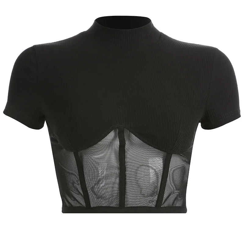 2019 Black Sexy Hollow Out T Shirt Women Casual Patchwork Mesh Short Sleeve Slim Tops Turtleneck Knit Night Club Summer Shirt
2019 Black Sexy Hollow Out T Shirt Women Casual Patchwork Mesh Short Sleeve Slim Tops Turtleneck Knit Night Club Summer Shirt
