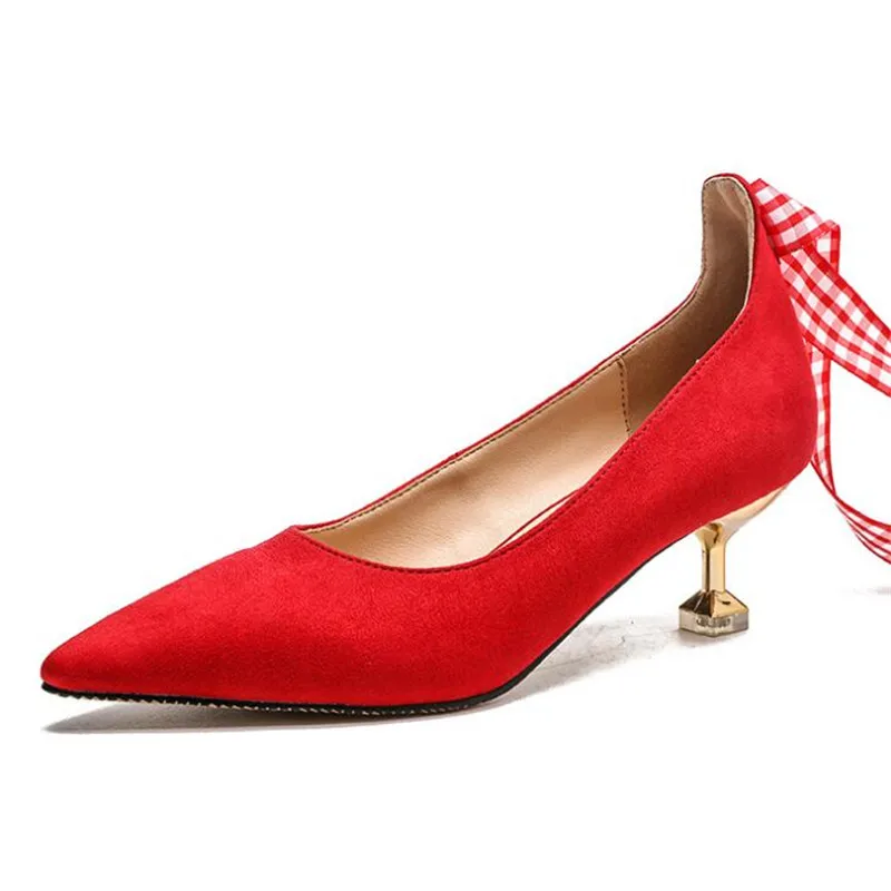 Women Shoes Basic Pointed Toe Pumps Casual metal button Flock Slip-On Shallow Lace-Up Wedding Party 5CM Thin High Heels Shoes
Women Shoes Basic Pointed Toe Pumps Casual metal button Flock Slip-On Shallow Lace-Up Wedding Party 5CM Thin High Heels Shoes