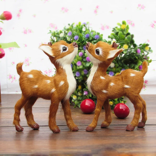 

simualtion deer toy plastic& real furs model about 14x11cm sika deers one pair /2 pieces , home decoration Xmas gift w5773