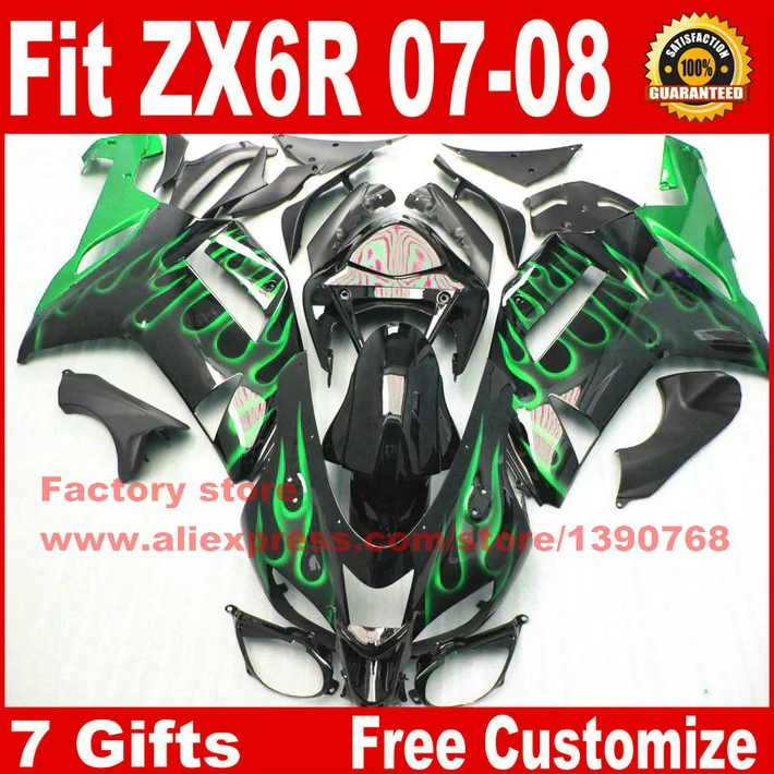 Мотоцикл Обтекатели для Kawasaki 07 08 ZX6R комплекты обтекателей ZX-6R 2007 2008 ниндзя 636 зеленый пламя в черном цвете мотобайк BS17
Мотоцикл Обтекатели для Kawasaki 07 08 ZX6R комплекты обтекателей ZX-6R 2007 2008 ниндзя 636 зеленый пламя в черном цвете мотобайк BS17