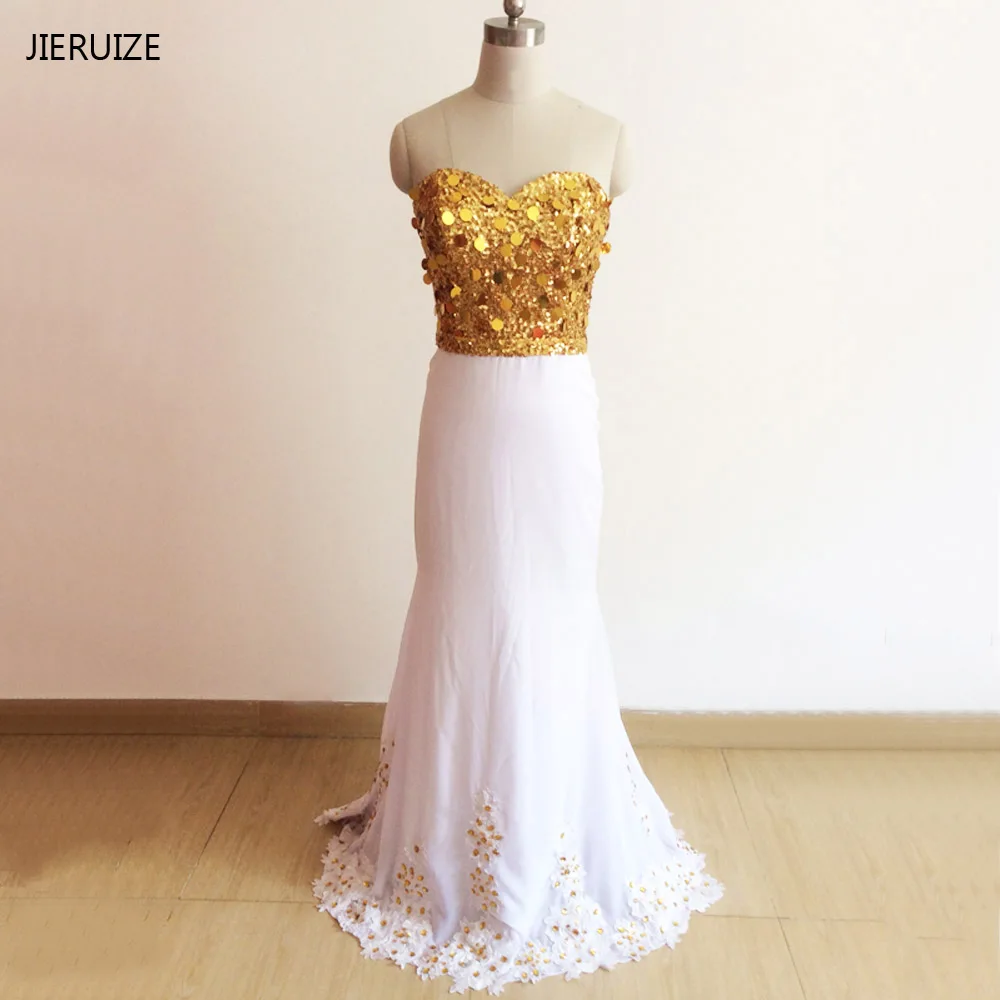JIERUIZE White and Gold Sequin Elegant Long Evening Dresses Sweetheart White Prom Dresses robe de soiree vestido de festa
JIERUIZE White and Gold Sequin Elegant Long Evening Dresses Sweetheart White Prom Dresses robe de soiree vestido de festa