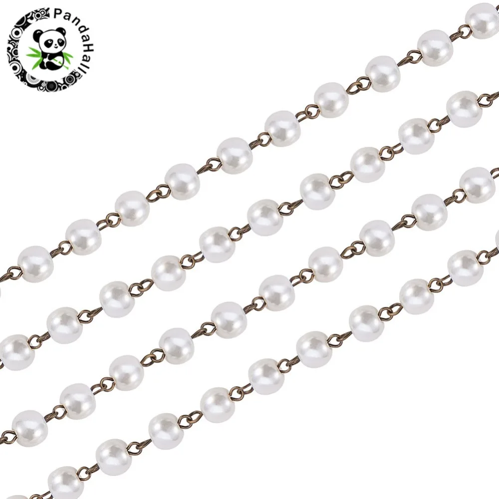 Glass Pearl Beads Chains Antique Bronze For for Neckalces Bracelets Earrings Making DIY Ivory 1m/Strand
Glass Pearl Beads Chains Antique Bronze For for Neckalces Bracelets Earrings Making DIY Ivory 1m/Strand