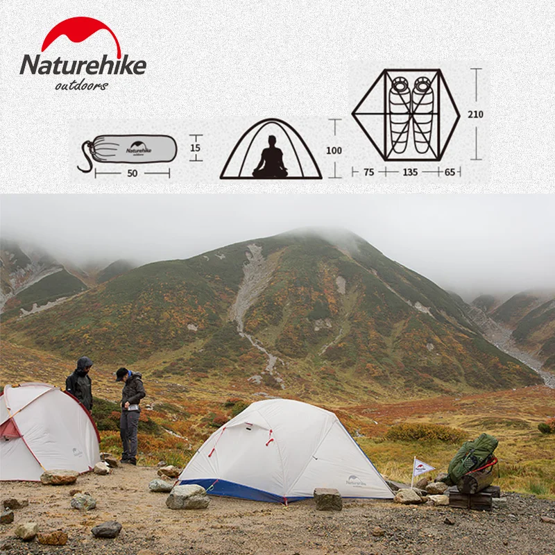 Naturehike 2 человека палатка цвета 20D силиконовая ткань двухслойная непромокаемая