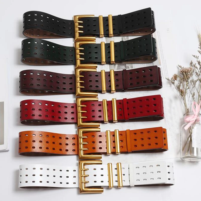 Women Casual Wide Belt Rock Punk Trousers Hipster Waist belt HipHop Jeans Genuine Leather 3 Rows Metal Buckle Belt Accessories
Women Casual Wide Belt Rock Punk Trousers Hipster Waist belt HipHop Jeans Genuine Leather 3 Rows Metal Buckle Belt Accessories