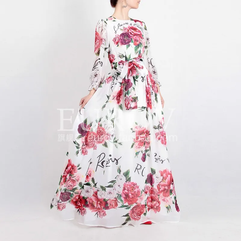 Women Long Dress2018New Fashion High Quality Designer Oil-Painting Peony Print Three-Quarter Sleeve Expansion Bottom Beach Dress
Women Long Dress2018New Fashion High Quality Designer Oil-Painting Peony Print Three-Quarter Sleeve Expansion Bottom Beach Dress