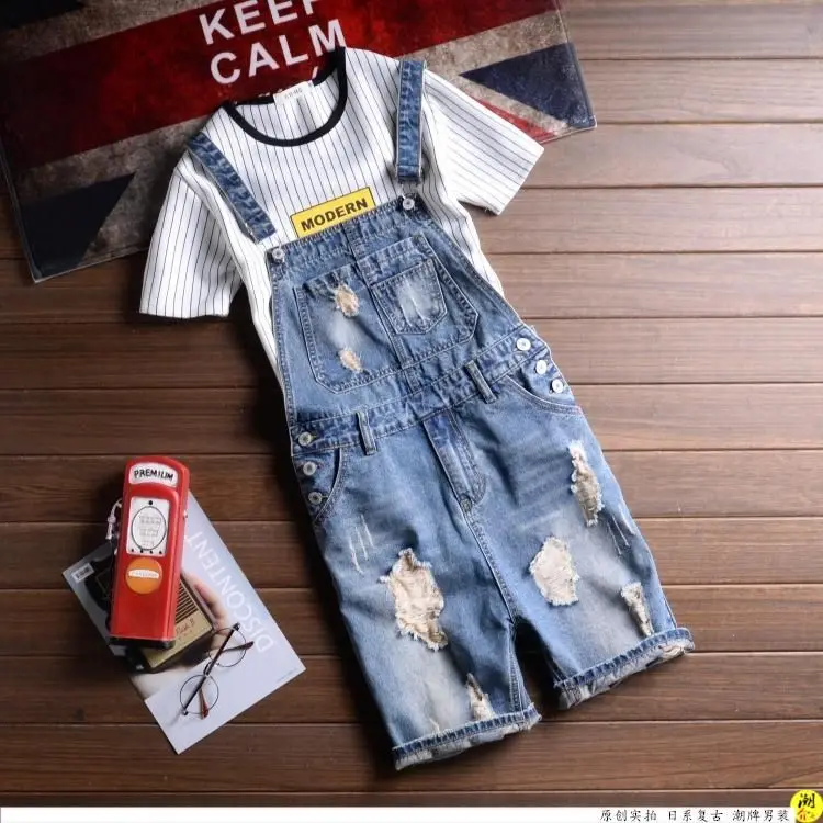 Male Denim Jumpsuit Short Blue Denim Overalls Men Distressed Ripped Shorts Suspender jean shorts Bermuda Masculina 031501
Male Denim Jumpsuit Short Blue Denim Overalls Men Distressed Ripped Shorts Suspender jean shorts Bermuda Masculina 031501