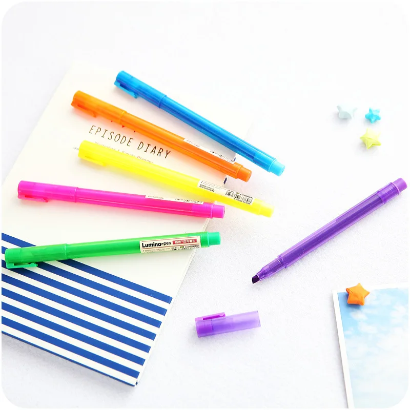 6pcs Lumina Pen Highlighter Marker Mild Fluorescent Color Liner Pens for Paper Copy Fax Highlighting Paint Office School A6968
6pcs Lumina Pen Highlighter Marker Mild Fluorescent Color Liner Pens for Paper Copy Fax Highlighting Paint Office School A6968