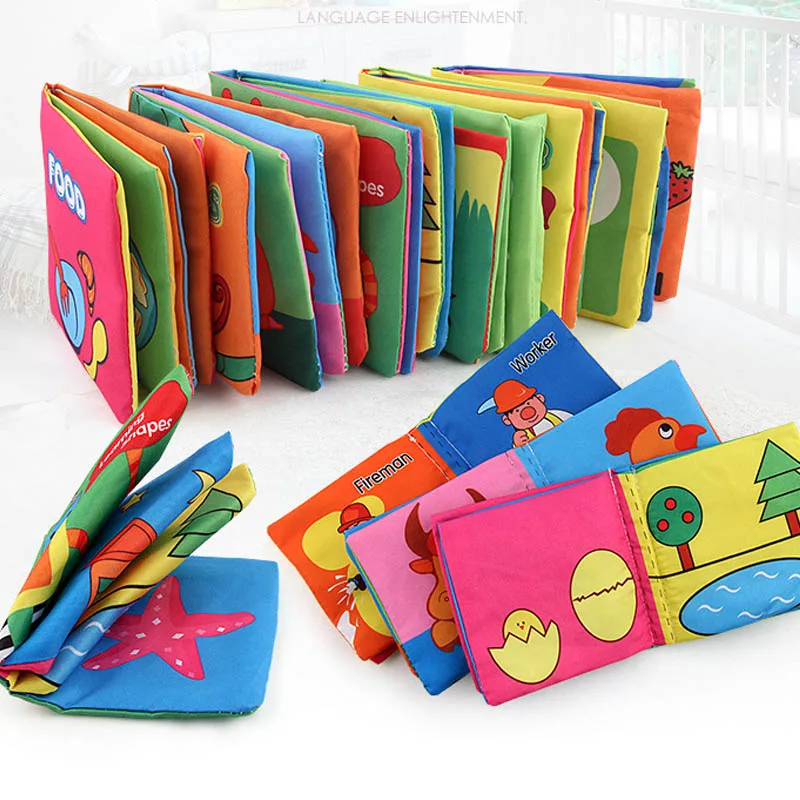 

Kids Animal English Cloth Book Infant Kid Intelligence Development Toy Bed Cognize Books Stroller Rattle Toys JK889716