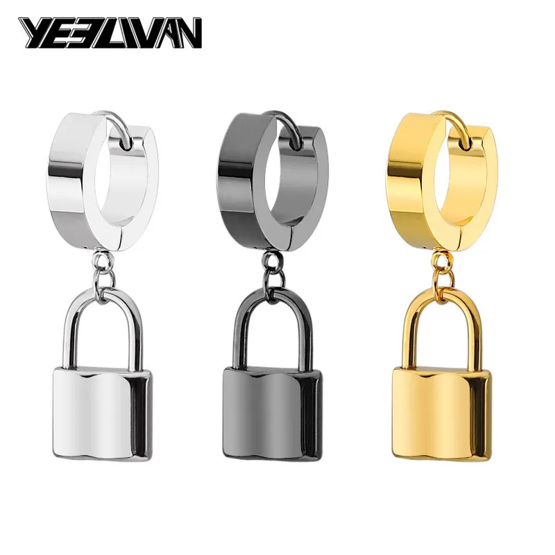 New Fashion Lock Shaped Stainless Steel Stud Earrings For Women Punk Black/Gold/Earrings Korean Jewelry pendiente hombre
New Fashion Lock Shaped Stainless Steel Stud Earrings For Women Punk Black/Gold/Earrings Korean Jewelry pendiente hombre
