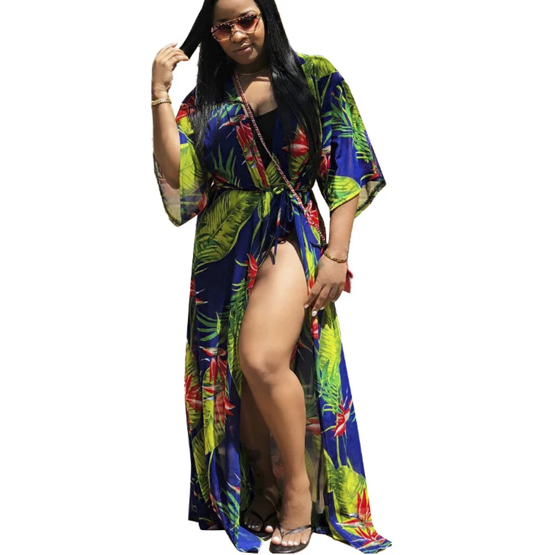 IASKY 2018 New Print floral One Piece Swimsuit +cover ups set sexy Women Bandage swimwear Bathing Suit cover up 2pcs/set | Спорт и