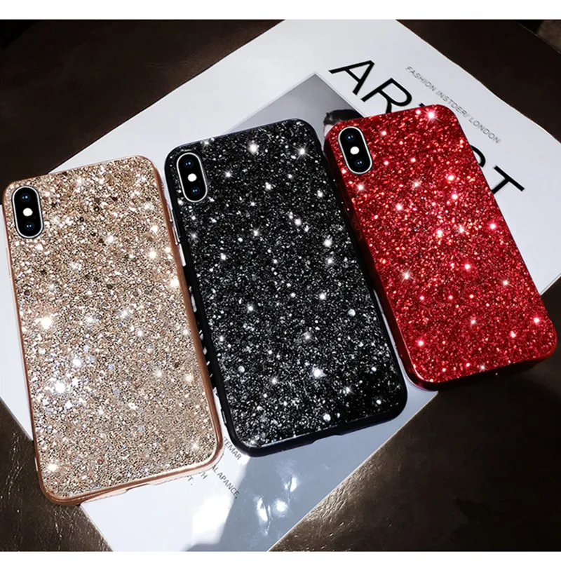 Блестящий блестящий чехол с блестками для iPhone 11 X XR XS max pro 7 plus 8 6 6s Plus
