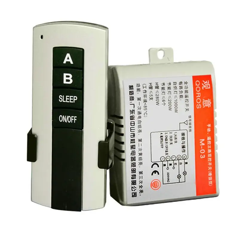 300PCS 1/2/3 Ways ON/OFF AC 200V-240V Wireless Receiver Lamp Light Remote Control Switch
300PCS 1/2/3 Ways ON/OFF AC 200V-240V Wireless Receiver Lamp Light Remote Control Switch