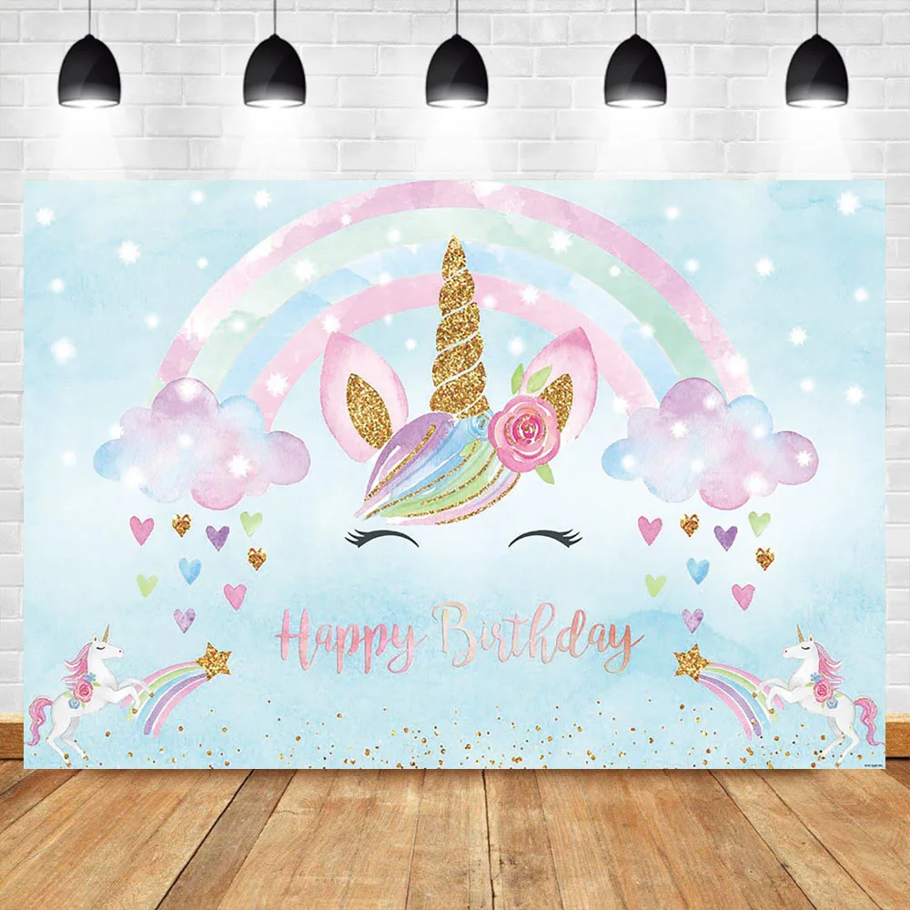 NeoBack Золотой Единорог Rainbown фон для фотосъемки на день рождения Фотофон с