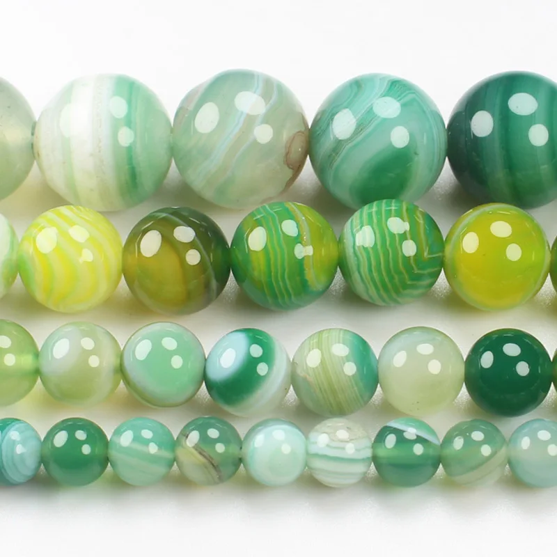 

Natural Smooth Green Stripe Agates 6-14mm Round Beads 15inch ,Wholesale For DIY Jewellery Free Shipping !