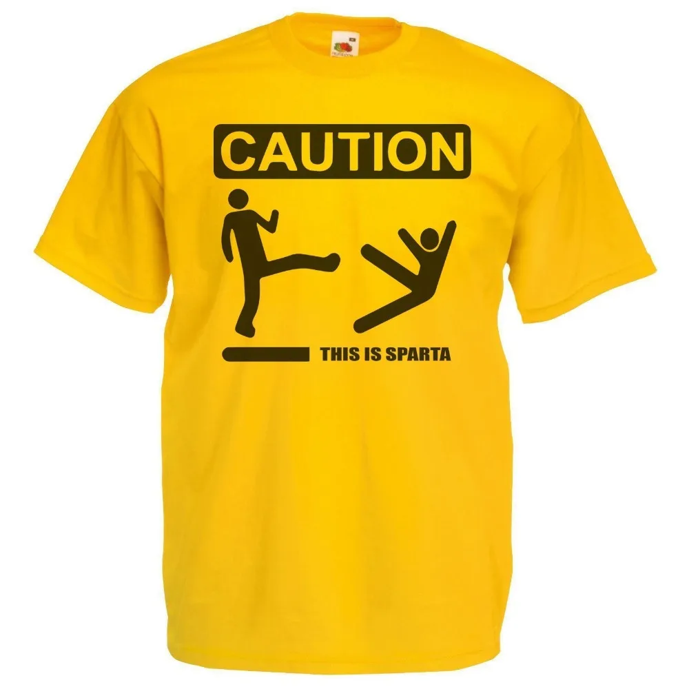 Yellow Caution This Is Sparta T-Shirt Funny 300 Movie Spoof Summer 2019 100% Cotton Printed Pure Cotton Men'S Cheap Tee Shirts
Yellow Caution This Is Sparta T-Shirt Funny 300 Movie Spoof Summer 2019 100% Cotton Printed Pure Cotton Men'S Cheap Tee Shirts