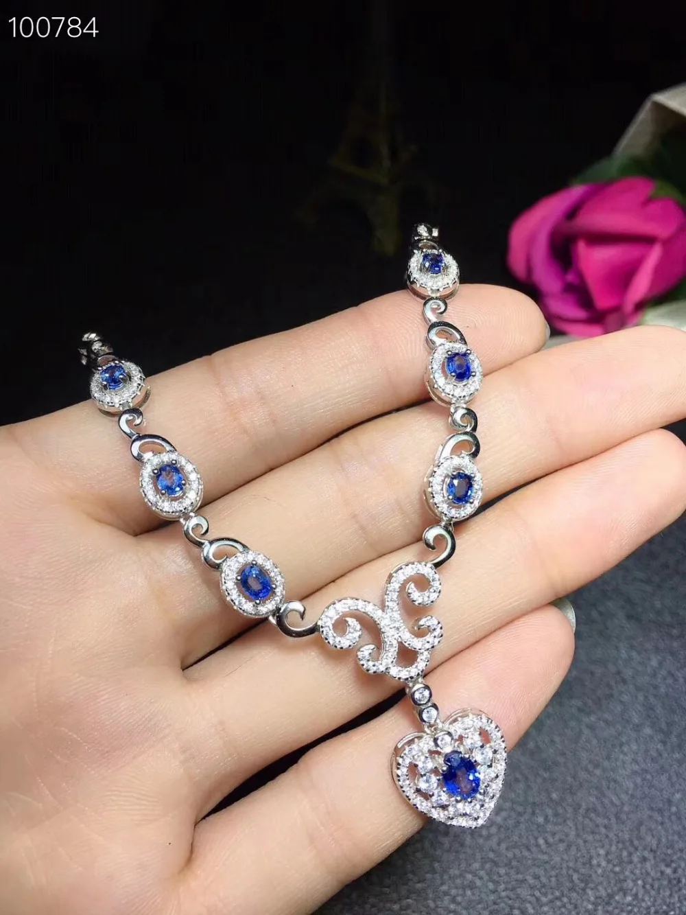 Natural blue sapphire necklace 925 sterling silver natural gemstone necklace Romantic peach heart woman gift party fine jewelry
Natural blue sapphire necklace 925 sterling silver natural gemstone necklace Romantic peach heart woman gift party fine jewelry