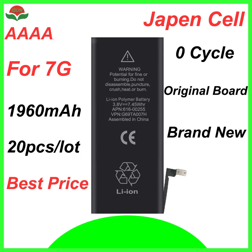ISUN 20pcs/lot AAAA New Original Quality Replacement Li-ion Battery 1960mAh for iPhone 7 7G 4.7''
ISUN 20pcs/lot AAAA New Original Quality Replacement Li-ion Battery 1960mAh for iPhone 7 7G 4.7''