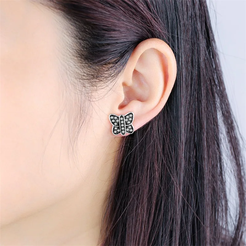 European Original 925 Sterling Silver Stud Earrings for Women Black CZ Crystal Butterfly Earrings Sterling-silver-jewelry
European Original 925 Sterling Silver Stud Earrings for Women Black CZ Crystal Butterfly Earrings Sterling-silver-jewelry