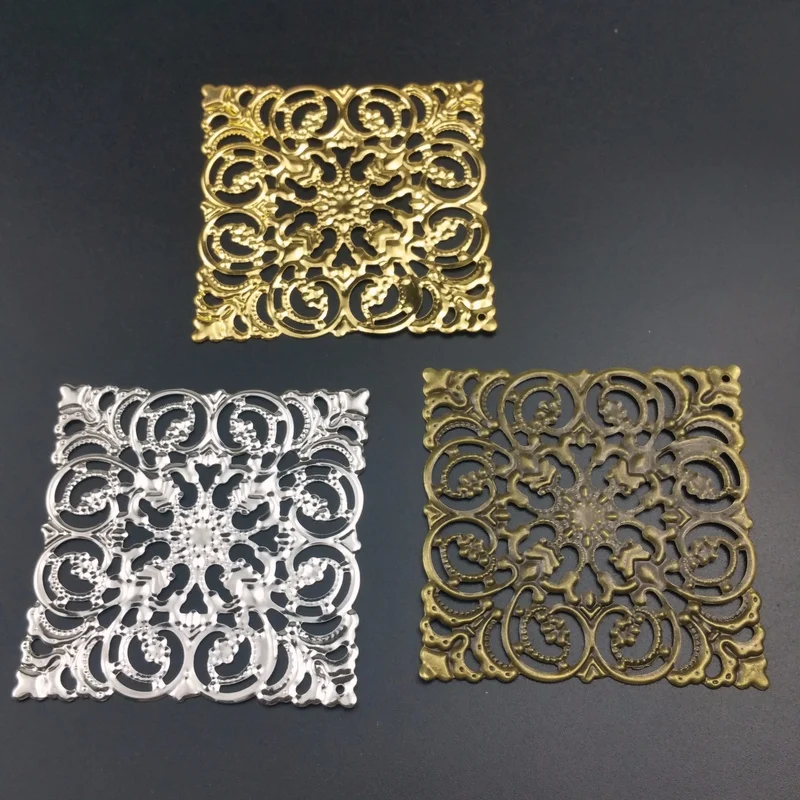 10pcs/lot 65mm Metal Filigree Square Slice Charms base Setting Jewelry DIY Components Decorative metal piece
10pcs/lot 65mm Metal Filigree Square Slice Charms base Setting Jewelry DIY Components Decorative metal piece