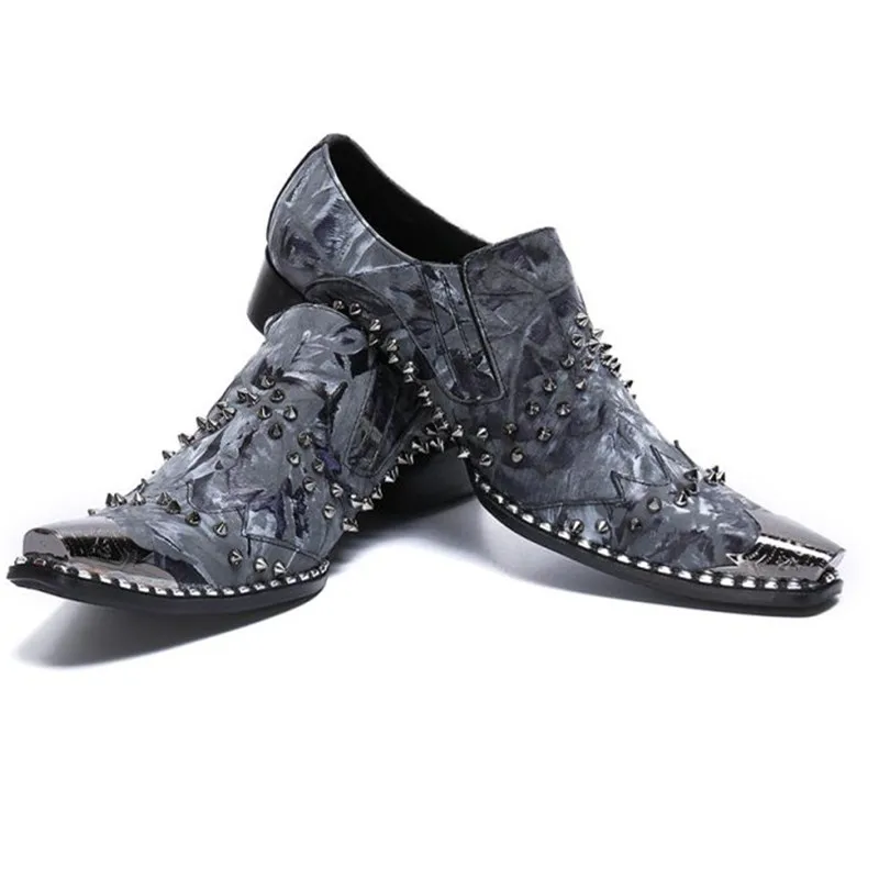 Genuine leather gray solid rivet bordered shoes metal pointed toe shoes slip-on high quality dress Shoes
Genuine leather gray solid rivet bordered shoes metal pointed toe shoes slip-on high quality dress Shoes