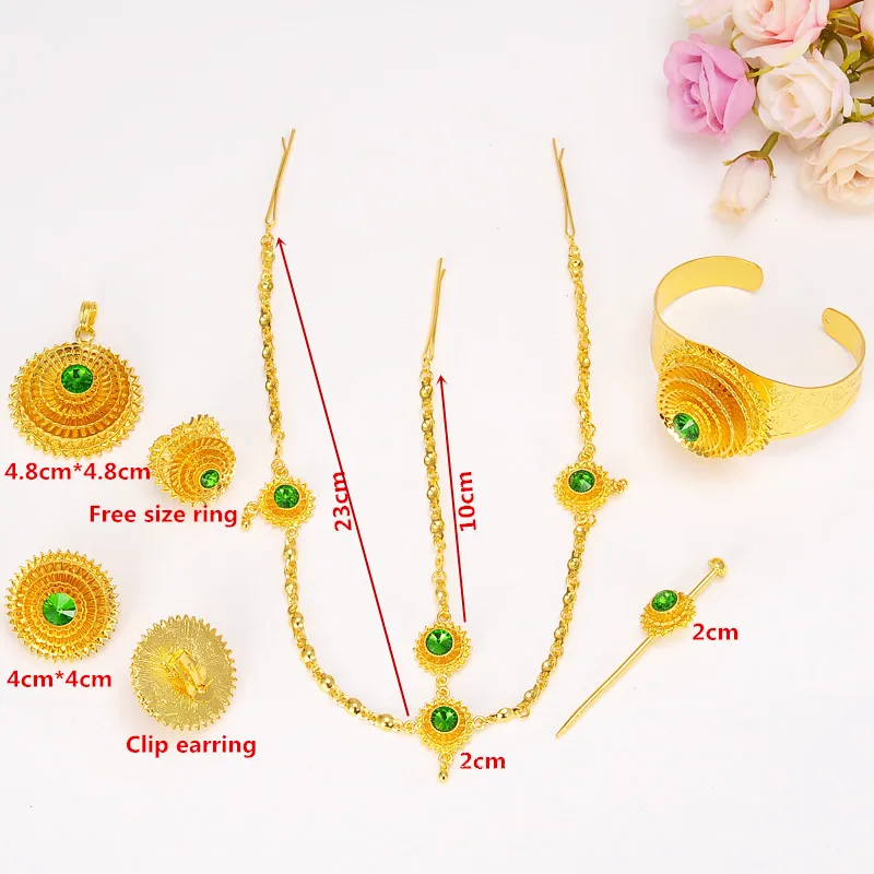 Gold Ethiopian Jewelry 6pcs sets Necklace Pendant Earrings Ring Bangle Eritrea Habesha Africa Bridal Wedding Set Gift
Gold Ethiopian Jewelry 6pcs sets Necklace Pendant Earrings Ring Bangle Eritrea Habesha Africa Bridal Wedding Set Gift