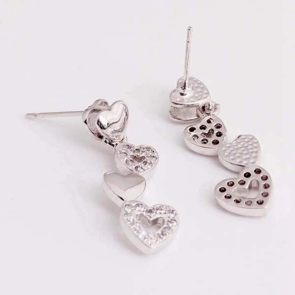 Heart Studs Silver Plated Jewelry Cubic Zirconia Earrings Cheap Fashion Earing for Women Earings 2015 Wedding Gift | Украшения и