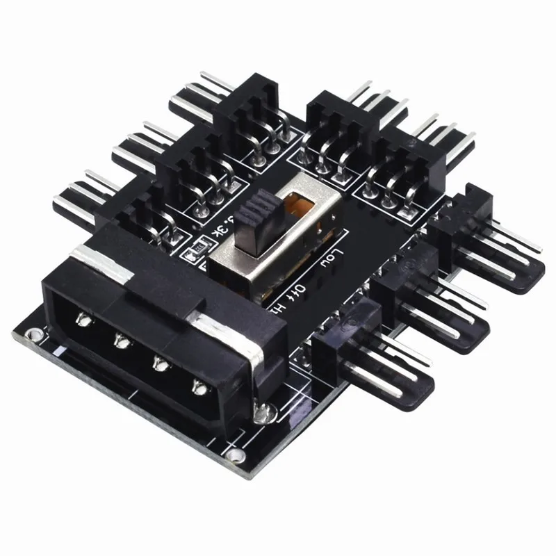1 шт. Gdstime черный D Тип 4Pin от Molex до 8 x 3Pin вентилятор HUB поворотный высокоскоростной