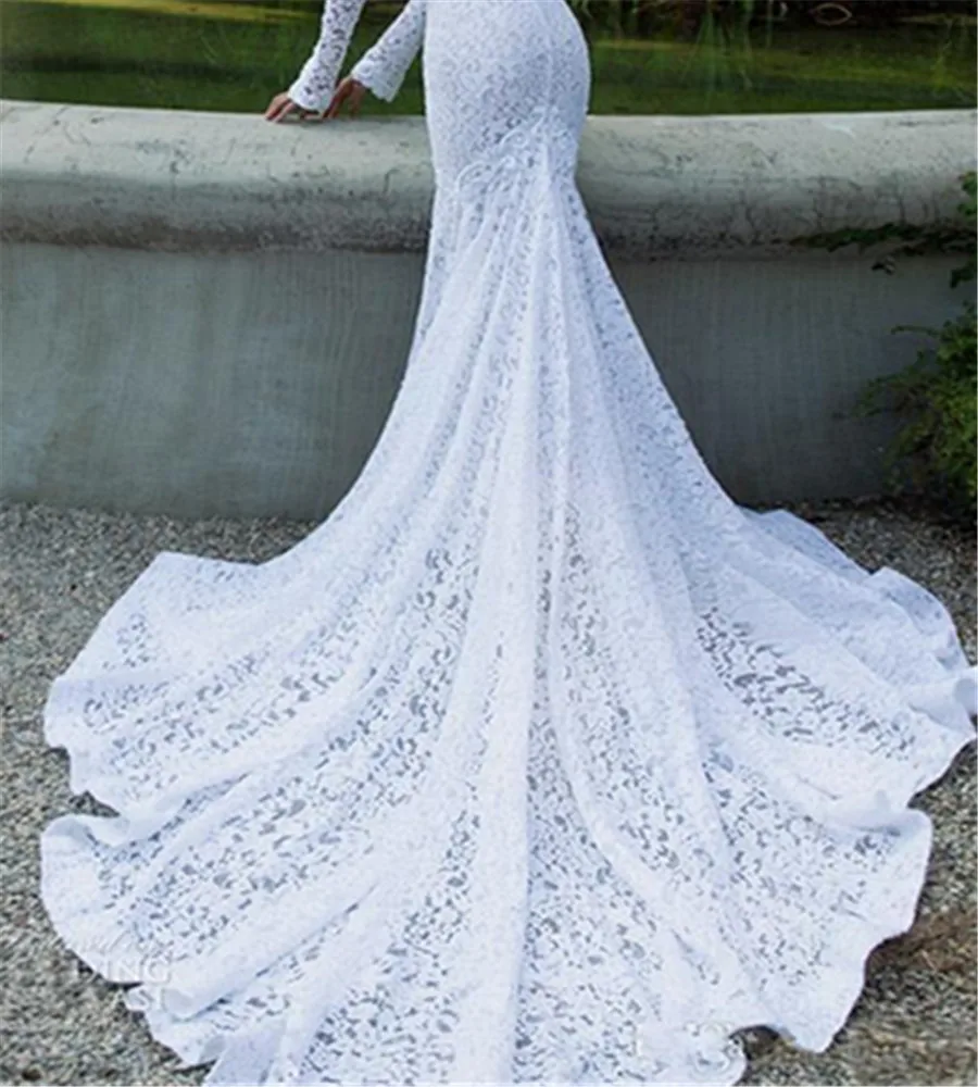 Bride Dress Elegant Backless Mermaid Lace Wedding Dress Ivory White Long Sleeves Wedding Dress Vestido De Noiva
Bride Dress Elegant Backless Mermaid Lace Wedding Dress Ivory White Long Sleeves Wedding Dress Vestido De Noiva