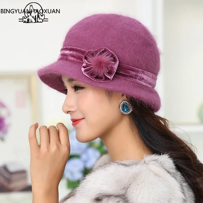 Winter Women Floral Skullies Sweet Mixed Rabbit Fur middle-aged mother Hat Warm Knitted Beanies thick velvet Hat
Winter Women Floral Skullies Sweet Mixed Rabbit Fur middle-aged mother Hat Warm Knitted Beanies thick velvet Hat