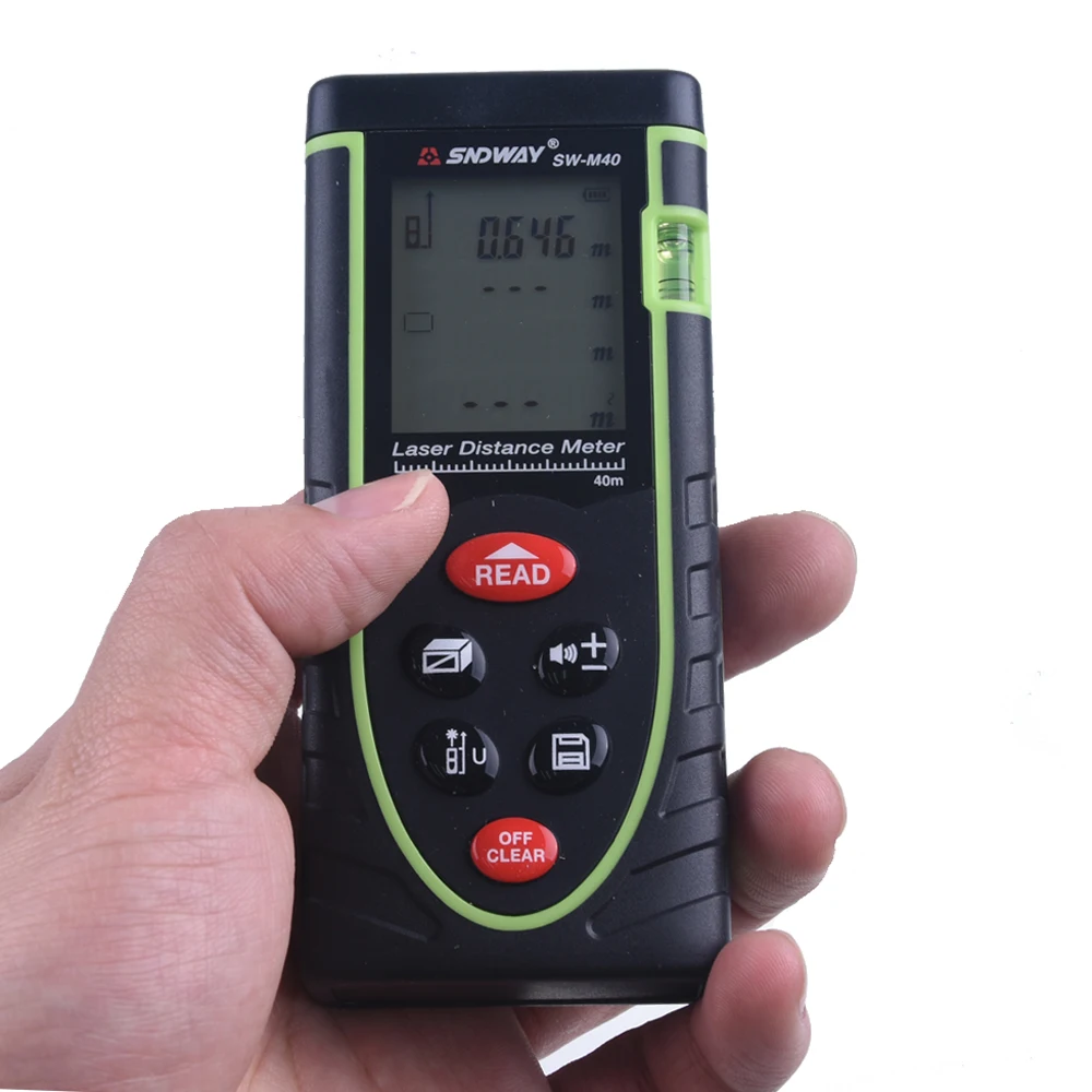 SW-M40 -0.05 40m Digital Laser distance meter Rangefinder Range finder Tape measure Area/volume tool
SW-M40 -0.05 40m Digital Laser distance meter Rangefinder Range finder Tape measure Area/volume tool