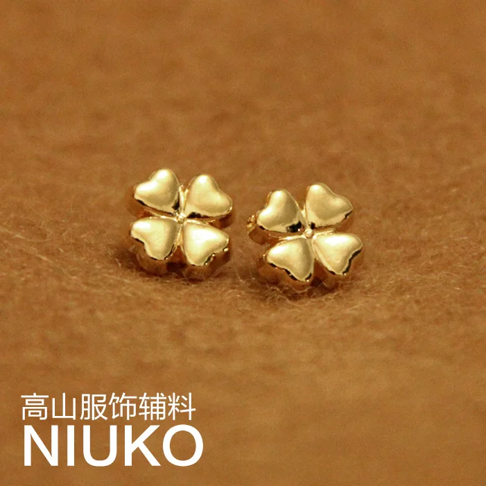 

Classical Gold Metal Four Leaf Clover Charm Shank Sewing On DIY Garment Ornament Buttons Accessories 12pcs lot New