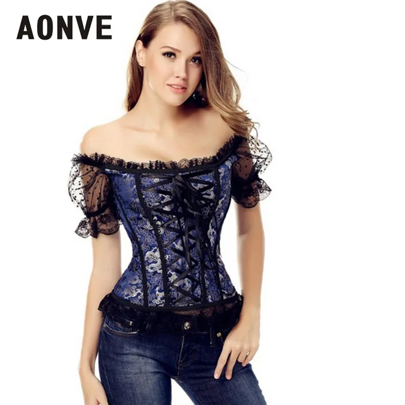 AONVE Corset Sexy Corsets and Bustiers Steampunk Lace Up Top Gothic Clothing Corselet Sexy Lingerie Blue White Burlesque Corset
AONVE Corset Sexy Corsets and Bustiers Steampunk Lace Up Top Gothic Clothing Corselet Sexy Lingerie Blue White Burlesque Corset
