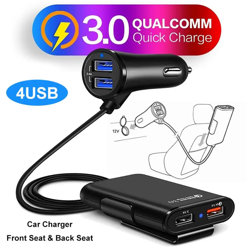 New Arrival Universal QC3.0 4 USB Port Front Back Seat Car Charger Cigarette Lighter Adapter
New Arrival Universal QC3.0 4 USB Port Front Back Seat Car Charger Cigarette Lighter Adapter