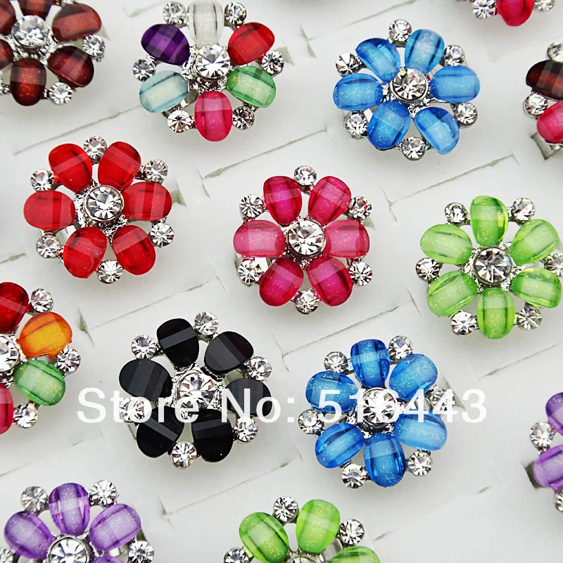 New Arrival 20pcs Crystal Resin Czech Rhinestones Women Girls Silver Plated Big Flower Rings Wholesale Jewelry Lots A-783
New Arrival 20pcs Crystal Resin Czech Rhinestones Women Girls Silver Plated Big Flower Rings Wholesale Jewelry Lots A-783