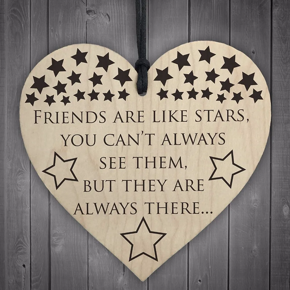 Друзья как звезды всегда там деревянное подвесное сердце Знак дружбы табличка