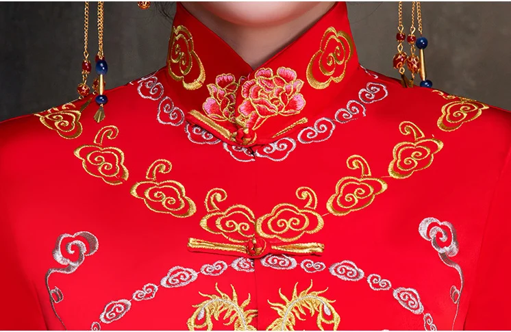 Bride Cheongsam Vintage Chinese Style Wedding Dress Retro Toast Clothing Lady Embroidery Phoenix Gown Marriage Qipao red Clothes
Bride Cheongsam Vintage Chinese Style Wedding Dress Retro Toast Clothing Lady Embroidery Phoenix Gown Marriage Qipao red Clothes