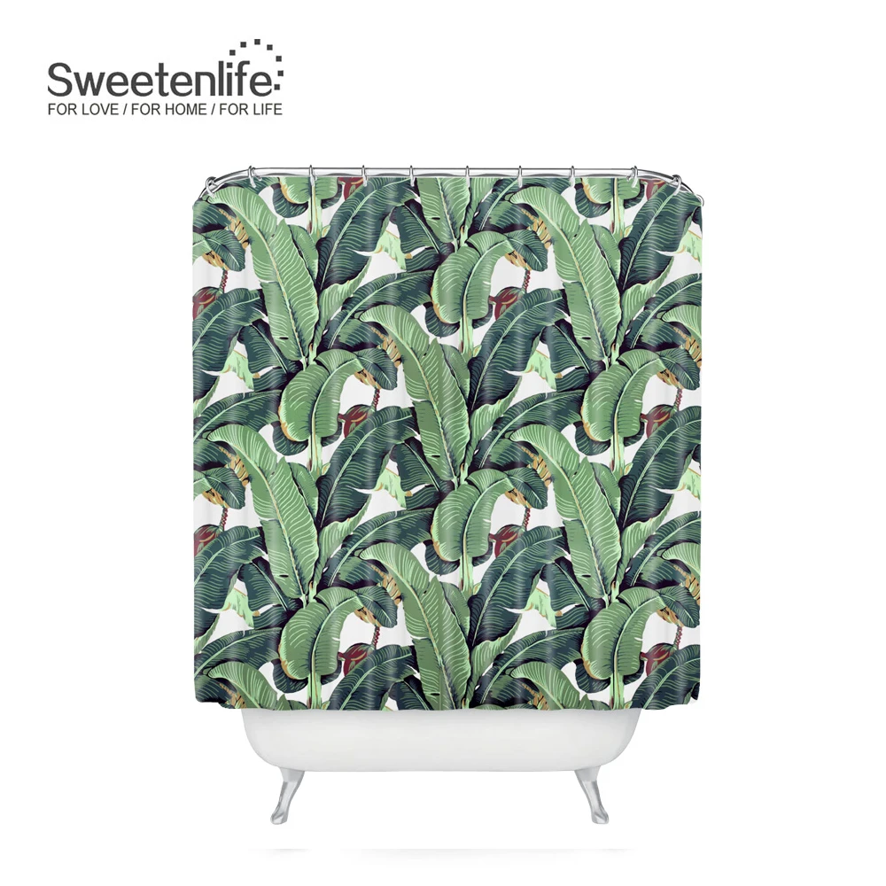 Занавеска для ванной из полиэстера с тропическими растениями 180 см * см|shower curtain|bath