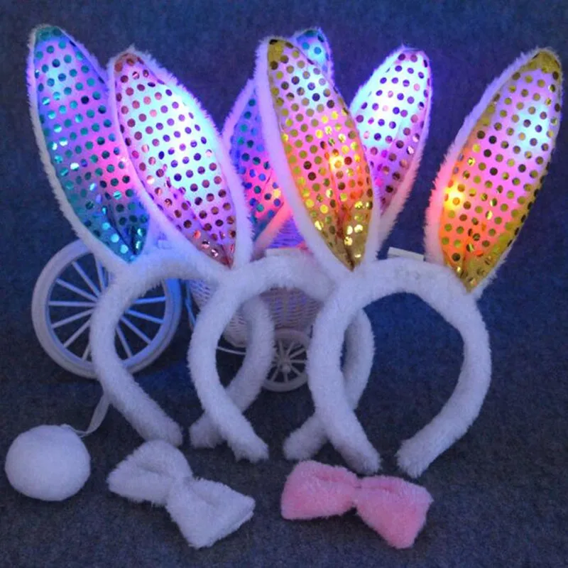 Sexy Women Lady Light Up Bunny Rabbit Ears Headband Tail Stage Performance Costume Animal cosplay props Christmas|accessories accessories|accessories