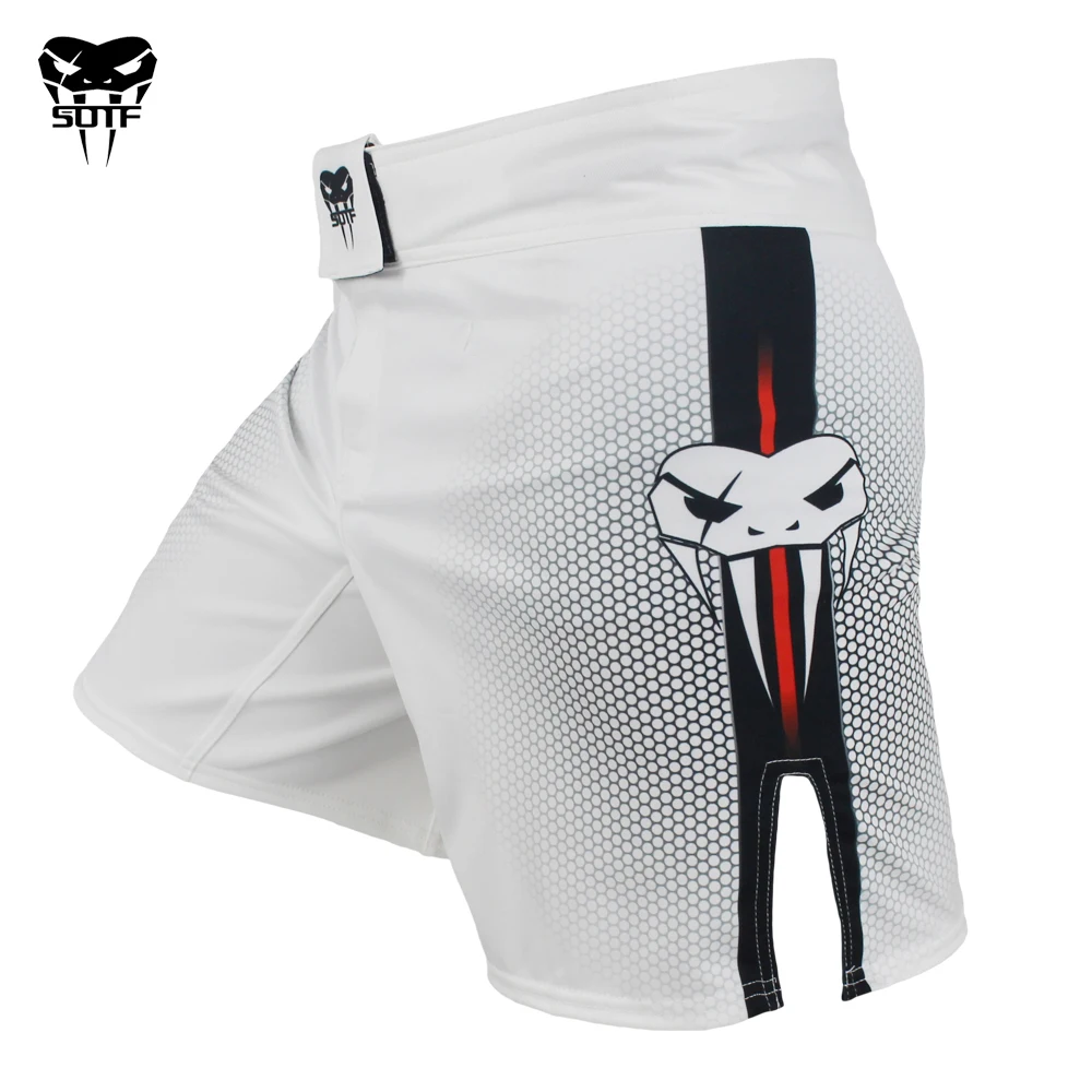 

SOTF mma Adults Venomous snake White Red geometric boxing shorts Tiger Muay Thai mma shorts boxing clothing fight shorts sanda