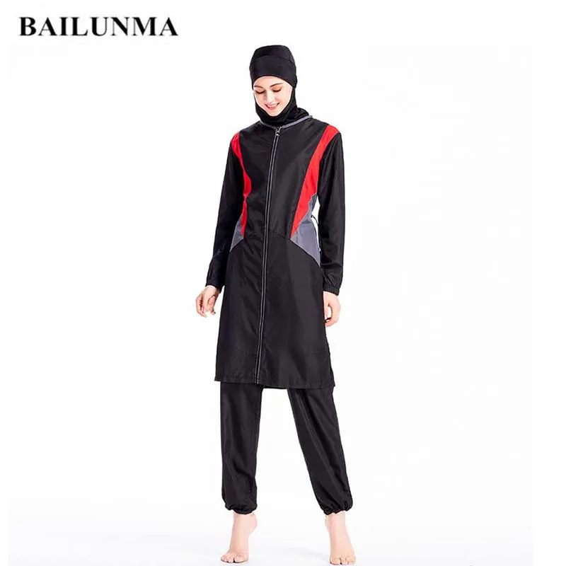 BAILUNMA Burkinis мусульманская одежда для плавания женская Maillot de bain femme свободная