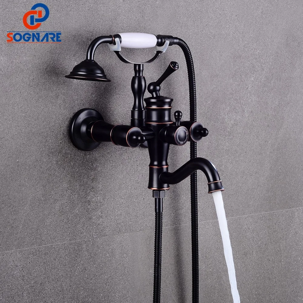 SOGNARE Newly Luxury Black Bathroom Shower Faucet Wall Mounted Black Shower Mixer Shower Set Faucet Brass Oil Rubbed Bronze Tap
SOGNARE Newly Luxury Black Bathroom Shower Faucet Wall Mounted Black Shower Mixer Shower Set Faucet Brass Oil Rubbed Bronze Tap