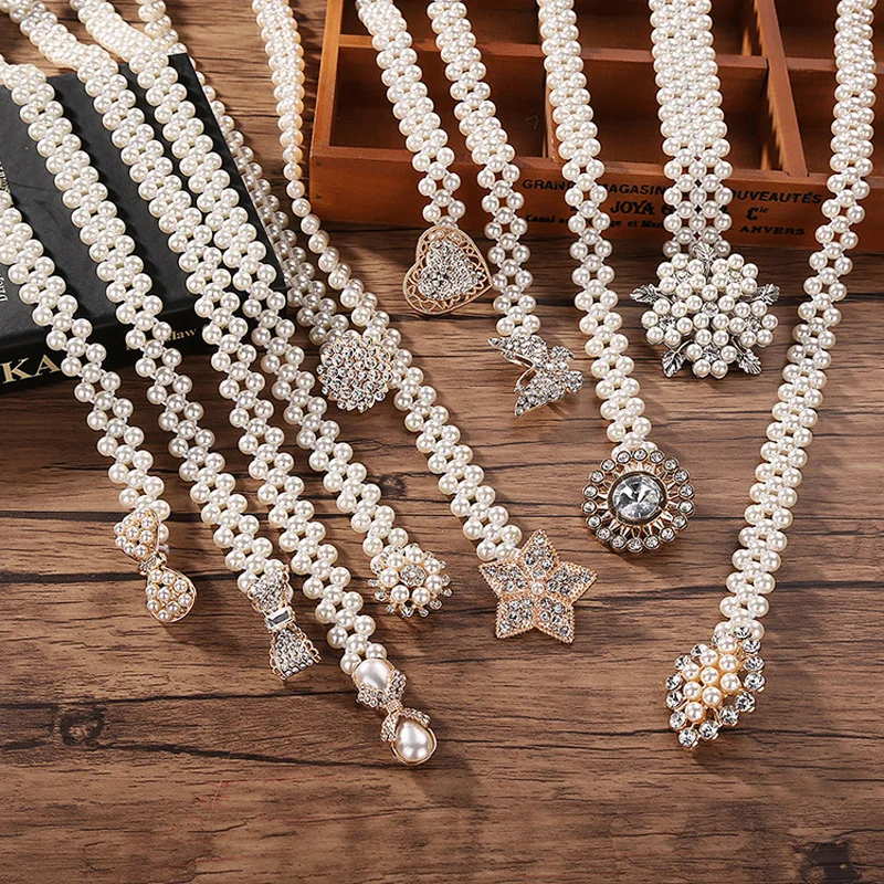 New Fashion Rhinestone Buckled Inlaying Rhinestone Pearl Elastic Belts For Women Female Strap Hot Selling
New Fashion Rhinestone Buckled Inlaying Rhinestone Pearl Elastic Belts For Women Female Strap Hot Selling