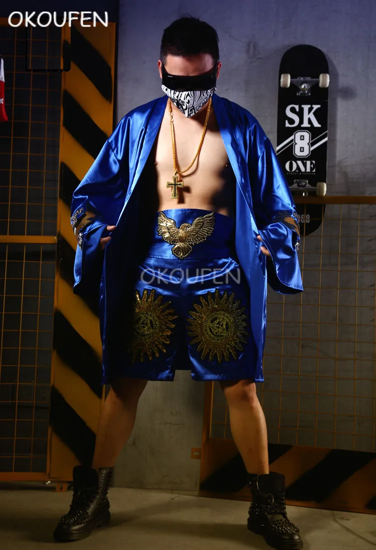 Blue Cool collage girdle boxing suits Nightclub bar singer DJ stage costume suit party show men performance clothing set
Blue Cool collage girdle boxing suits Nightclub bar singer DJ stage costume suit party show men performance clothing set