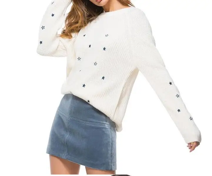 Women Pullovers 2018 Long Sleeve Star Embroidery Sweater Casual Fashion Knitted Jumpers O Neck Pulover Feminino
Women Pullovers 2018 Long Sleeve Star Embroidery Sweater Casual Fashion Knitted Jumpers O Neck Pulover Feminino