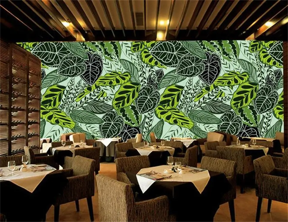 

3d обои для комнаты, на заказ, фотообои из тропического леса, Пальмовые Листья, картина, 3d настенные нетканые фрески, обои для стен 3d
