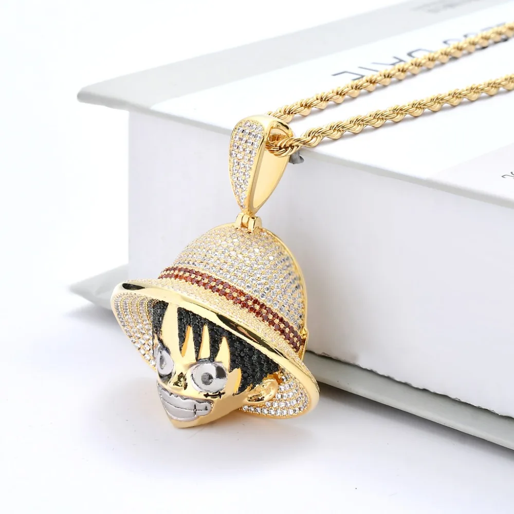 Latest Designs Cartoon One Piece Character Monkey D. Luffy Pendant Necklace Collar Iced Out Cubic Zircon Hiphop Jewelry
Latest Designs Cartoon One Piece Character Monkey D. Luffy Pendant Necklace Collar Iced Out Cubic Zircon Hiphop Jewelry
