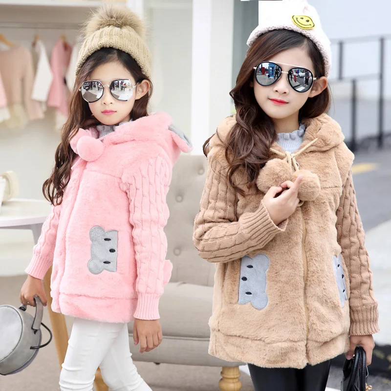cartoon Bear children Jacket and coat hooded girl warm fleece fur jacket thicken cotton knitted sleeve children faux fur clothes
cartoon Bear children Jacket and coat hooded girl warm fleece fur jacket thicken cotton knitted sleeve children faux fur clothes